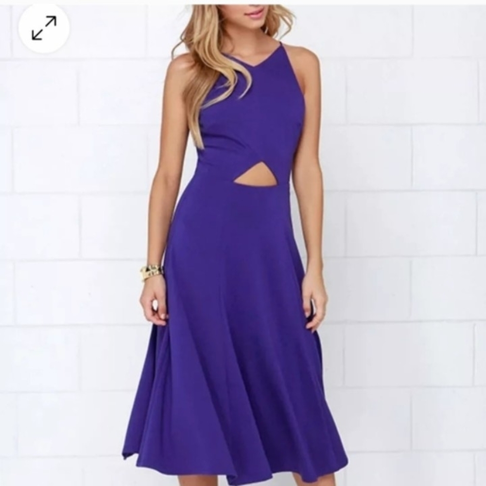 Lulus Women's Drops Of Jupiter Cutout Sleeveless Indigo Dress